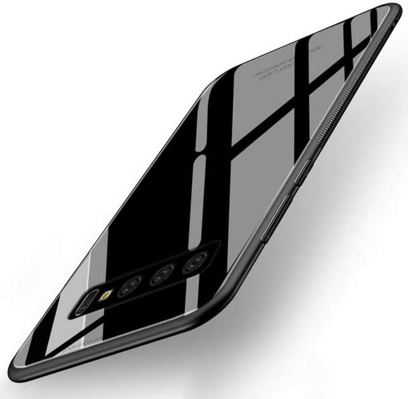 emrse Back Cover for Samsung Galaxy S10 + PLUS Glass Back Case With Shockproof TPU(Black, Dot View)