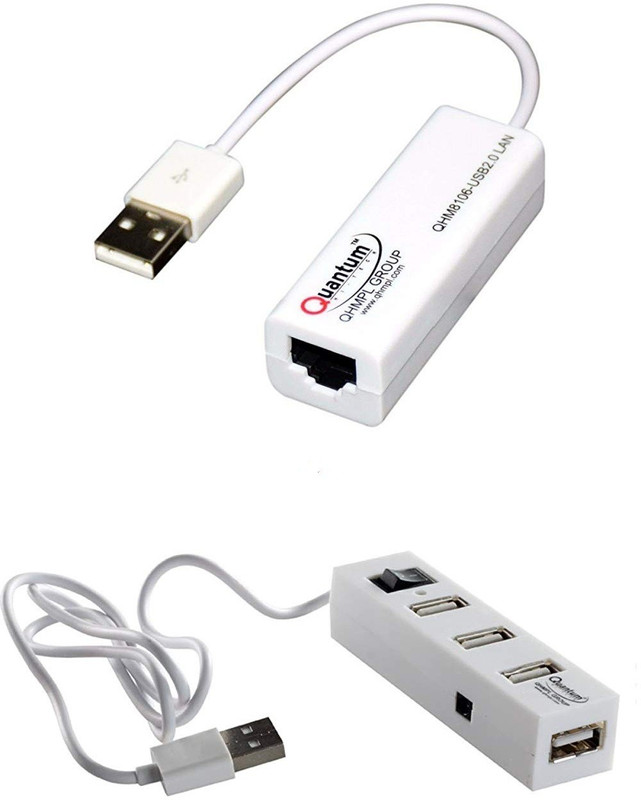 QHMPL QHM8106 USB LAN CARD + QHM6660 USB 4 PORT HUB (COMBO OFFER) Combo Set