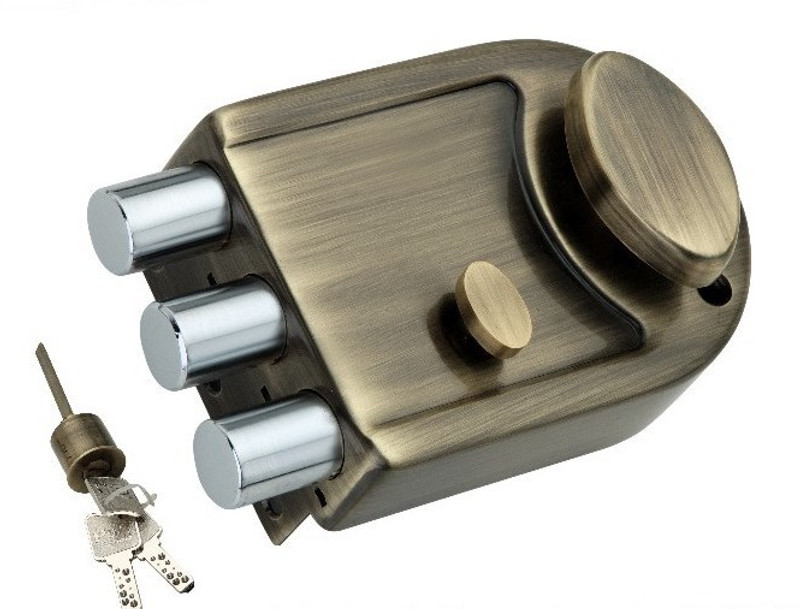 puffgold Stainless Steel, Brass Metallic Deadbolts(Brown, Silver)