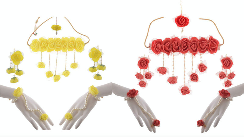 paribhasha Fabric, Paper Jewel Set(Yellow, Red)