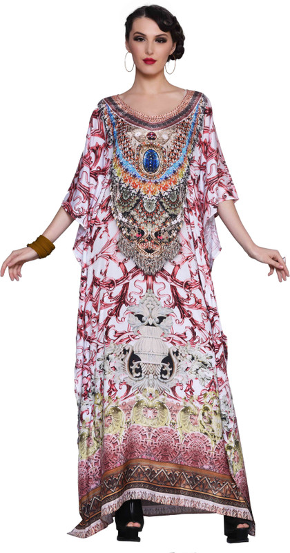 keyana Printed Syn. Silk Crepe Women Kaftan