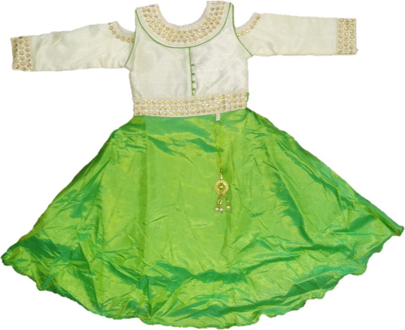 vva prime Girls Maxi/Full Length Festive/Wedding Dress(Green, Full Sleeve)