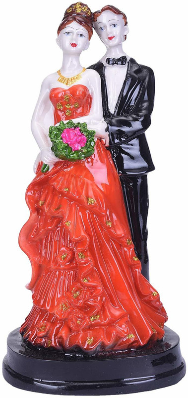 zart olyresin Decorative Beautiful Wedding Couple Figurine/Fengshui Loving Statue Showpiece for Home Decorative Showpiece  -  9 cm(Polyresin)
