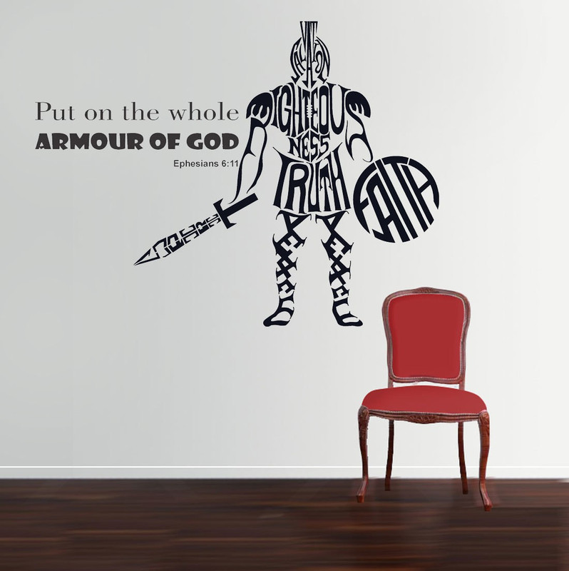 walkart Extra Large WallStickers (96118) armour of god with sword as powerful in your living room  Sticker(Pack of 1)