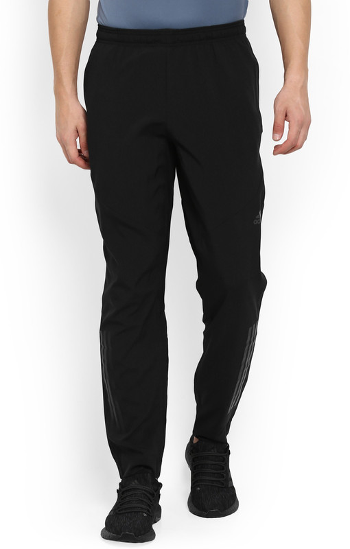 adidas solid men's black track pants