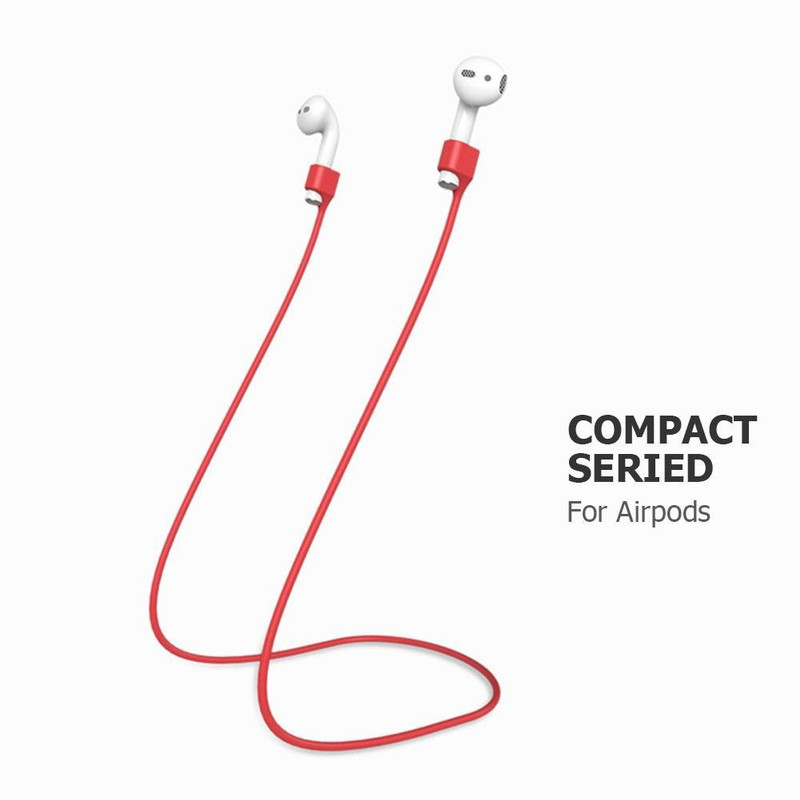 CellFAther Speaker Case Cover for Magnetic Silicone Anti-lost Earphone Strap for Apple AirPods(Red, Silicon)