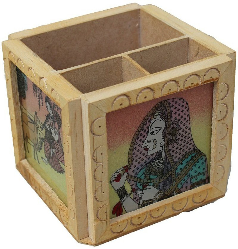diya home 1 Compartments wooden women pen stand(Beige)