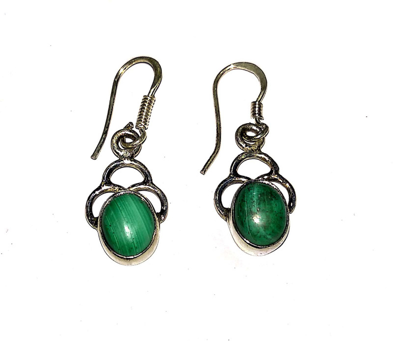 plato jewels pure 925 earrings studded with green MEL - CITE gemstone for girls daily party office casual wear Silver Drops & Danglers