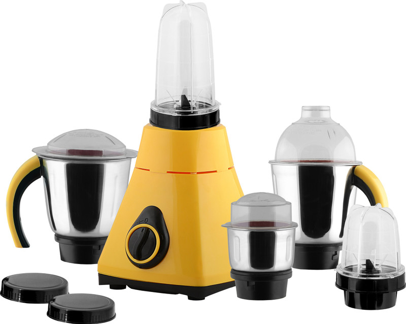Anjalimix 5BJAMURAYELLOW1000 (Yellow) 1000 Watts Smoothie Maker cum Mixer Grinder with 2 Bullet Jars & 3 S.S. Jars 1000 Juicer Mixer Grinder(Yellow, 5 Jars)