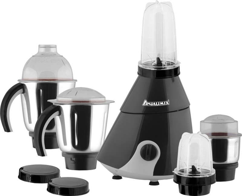 Anjalimix 5BJINSTAGREAY1000 Insta (Black) 1000 Watts Smoothie Maker cum Mixer Grinder with 2 Bullet Jars & 3 S.S. Jars 1000 Juicer Mixer Grinder(Black, 5 Jars)