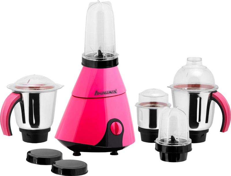 Anjalimix 5BJTARANI750 Insta (Magenta) 750 Watts Smoothie Maker cum Mixer Grinder with 2 Bullet Jars & 3 S.S. Jars 750 Juicer Mixer Grinder(Pink, 5 Jars)