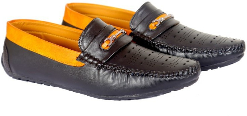 mclout Loafers For Men(Black, Yellow)