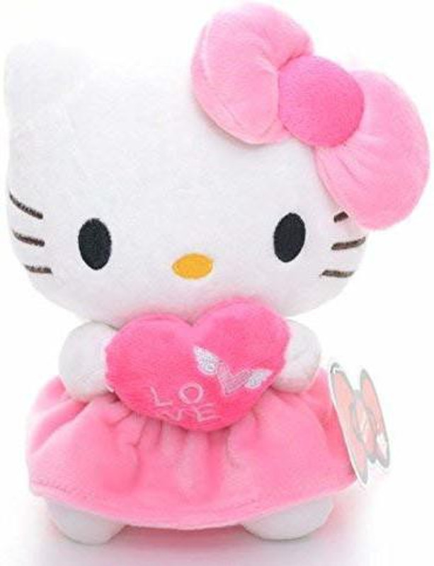 gaju Cute Baby Pink Plush Hello Kitty Love Heart Angel Wing Dresses Collection Classic Toy---Medium Size (Medium)  - 25 cm(Multicolor)