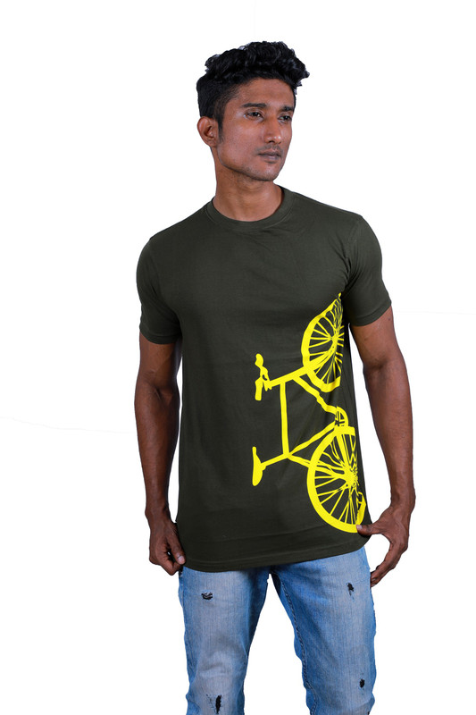 i sqr Printed Men Round Neck Dark Green T-Shirt