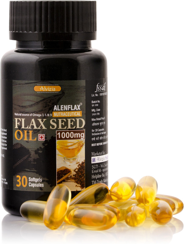 alenflax Alvizia's Premium Flaxseed oil 1000 mg|30 softgel capsule|Cold pressed|Omega 3+6+9(1000 mg)