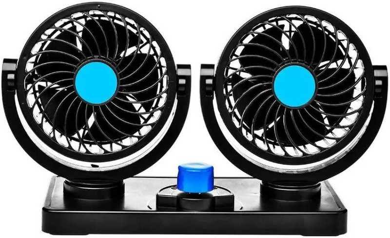 Flickers 360 Degree Rotatable Dual Head 2 Cooling Air Fan for Car Interior Fan(12 V)