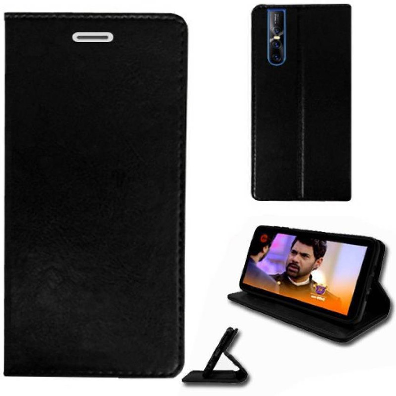 sadgatih Flip Cover for VIVO V15 PRO (100% ORIGINAL LEATHER FLIP CASE COVER)(BLACK, Dual Protection)
