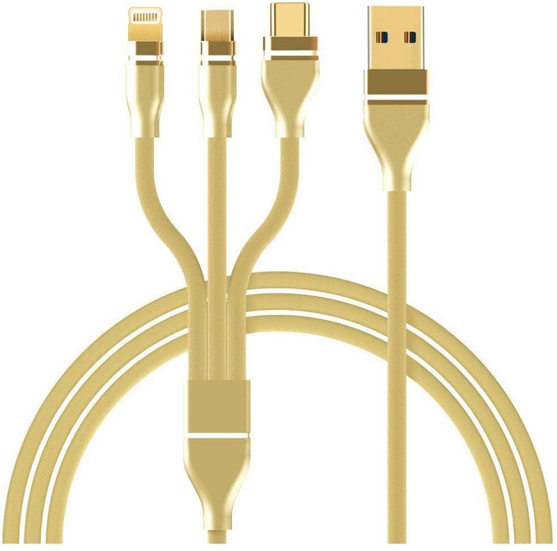 M-Fit Nylon 3 in 1 Fast Charging Cable for Type-C, Micro and iPhone Pins,Smart Charge 3 Port Data Charging Cable,Power line(3 in 1 Cable) Gold 002 Micro USB Cable(All Types Of Smartphones And Micro USB, Gold, Sync and Charge Cable) M-Fit Nylon 3 in 1 Fast Charging Cable for Type-C, Micro and iPhone Pins,Smart Charge 3 Port Data Charging Cable,Power line(3 in 1 Cable) Gold 002 Micro USB Cable(All Types Of Smartphones And Micro USB, Gold, Sync and Charge Cable)