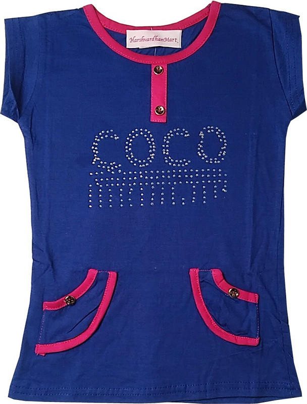 harshvardhanmart Girls Cotton Blend Top(Blue, Pack of 1)