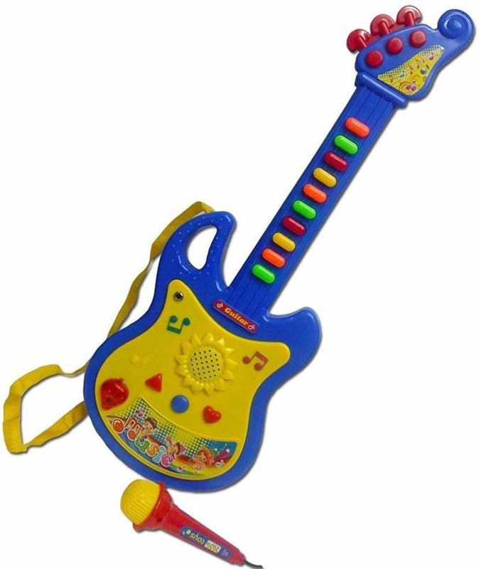 prisma collection Musical Guitar with Light & Mike Toy for Kids(Blue)