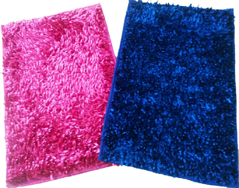 anayansh Velvet, Polyester Door Mat(Blue, Pink, Medium)