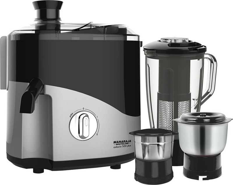 Maharaja Whiteline ODACIO 500 PLUS ( JX-132) 500 W Juicer Mixer Grinder(Black, Grey, 3 Jars)
