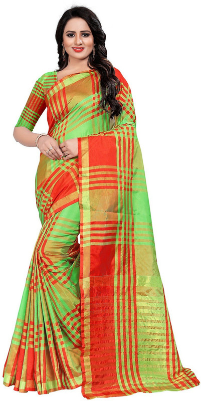 life store mart Self Design Chettinadu Art Silk, Cotton Silk, Poly Silk Saree(Red)