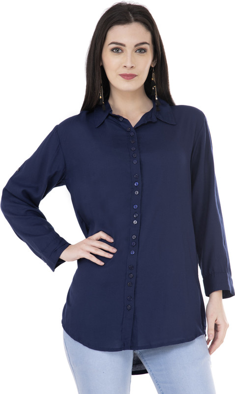 pkyenterprises Women Solid Casual Blue Shirt