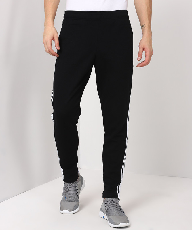 adidas solid men's black track pants