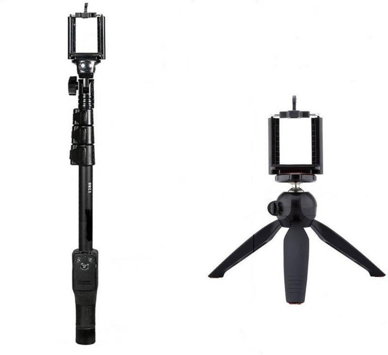 SHOPLINE YT 1288 2 In 1 Adjustable Selfie Monopod Stick And YT 228 Mini Tripod For Smartphones & DSLR Cameras With Bluetooth Remote Shutter Monopod Kit Tripod, Monopod(Multicolor, Supports Up to 3000 g)