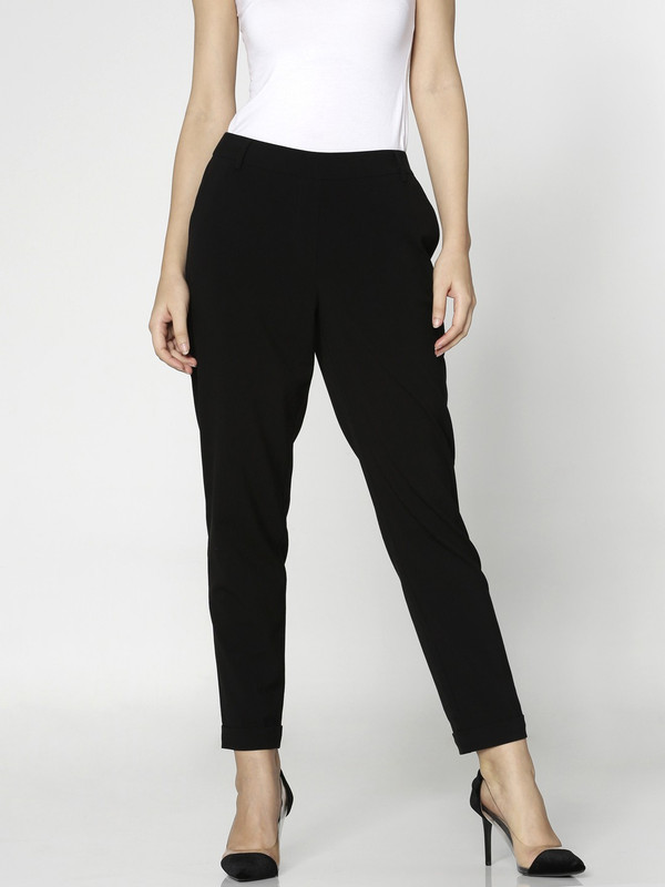 Only Slim Fit Women Black Trousers- Buy