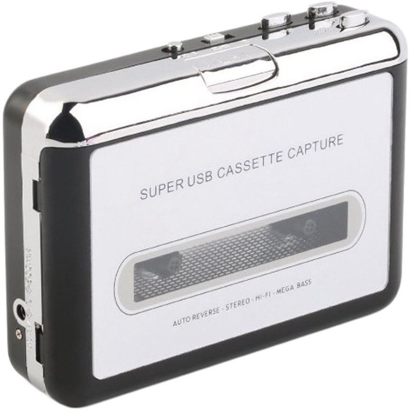microware USB Cassette Player Recorder to MP3 Converter, Portable Audio Tape Player USB Cassette Capture for Mac PC Laptop MP3 Player(Black, 3.4 Display)
