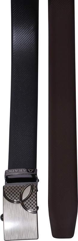 arado Men Evening, Party, Formal Black Genuine Leather Reversible Belt