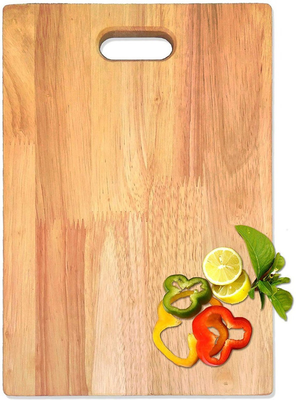ozimo Wooden chopping board for Vegetables, Fruits, Meat, Bread having center handle Wood Cutting Board(Beige Pack of 1)