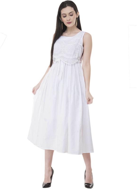 pkyenterprises Women A-line White Dress
