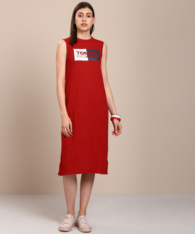 Tommy Hilfiger Women Shift Red Dress 