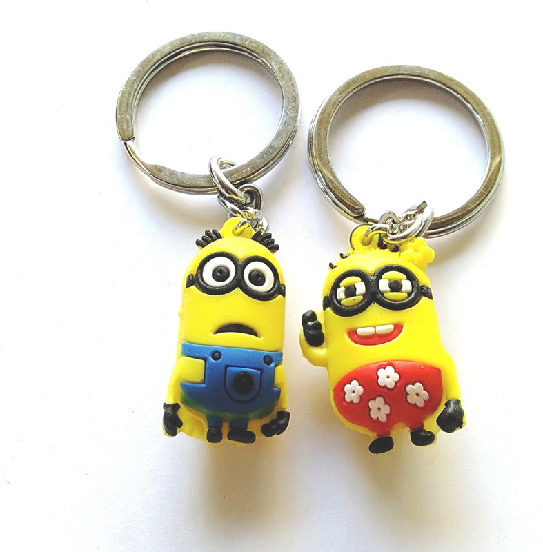jewel Minion Cartoon Character Rubber Keychain for Car Bike Men Women Keyring Key Chain