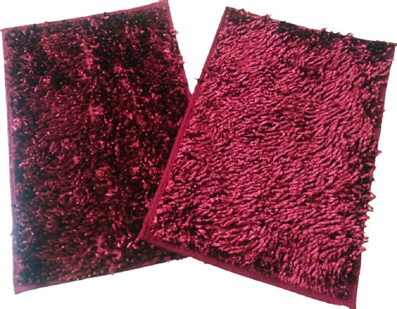 anayansh Velvet, Polyester Door Mat(Maroon, Small)
