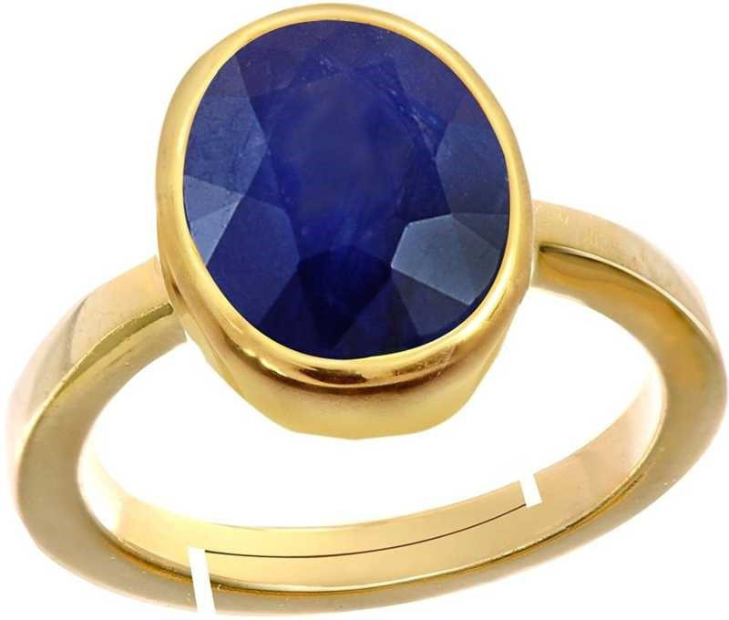 kripa Gemstones 5.36 Ratti Natural Certified BLUE SAPPHIRE neelam Gemstone Panchdhatu Ring , Birthstone Astrology Ring Metal Sapphire Gold Plated Ring Metal Sapphire Gold Plated Ring