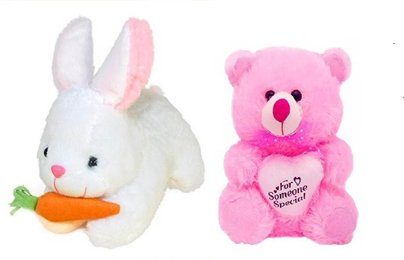 kashish gift gallery White Rabbit (26cm )with the Pink Teddy bear  - 13 inch(Pink)