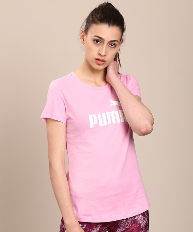 Puma Solid Women Round Neck Pink T-Shirt