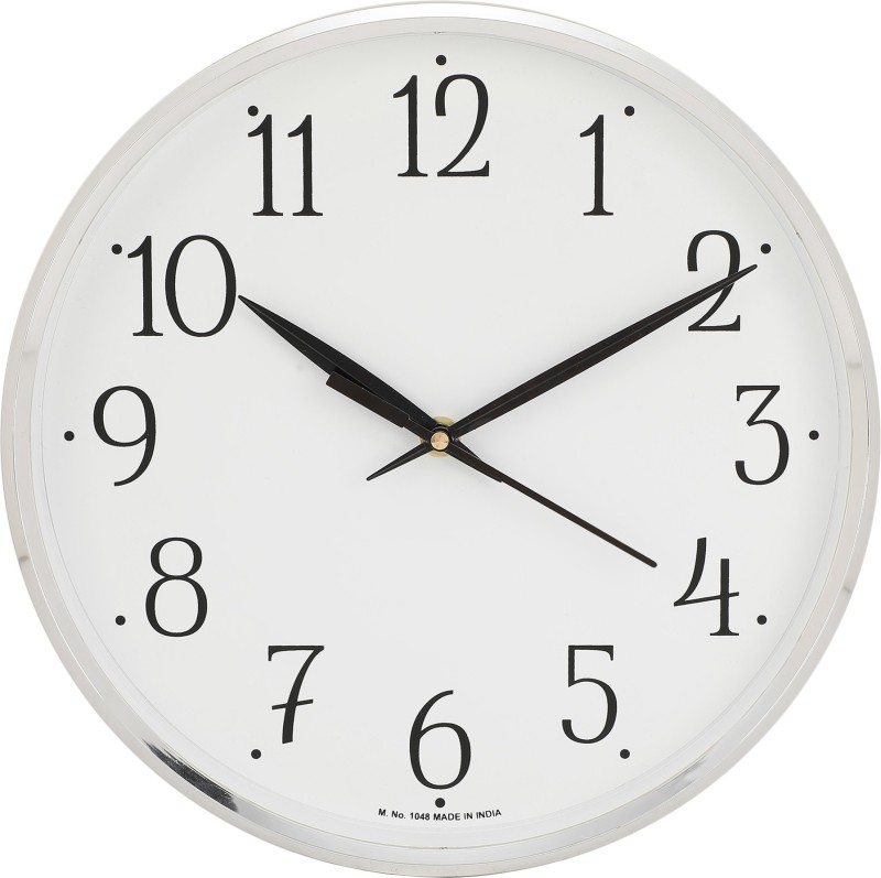 Precisio Analog 25 cm X 25 cm Wall Clock(Silver, With Glass)