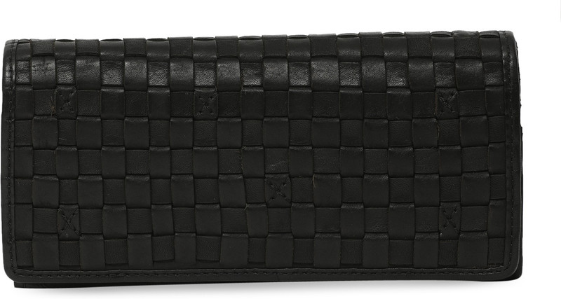 kompanero Women Black Genuine Leather Wallet(12 Card Slots)