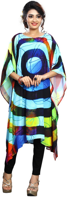 munikrupakaftan Printed Jute Blend Women Kaftan
