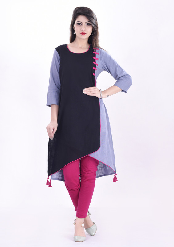 kalvia Casual Color Block Women Kurti(Multicolor)