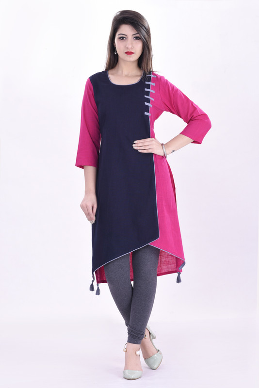 kalvia Casual Color Block Women Kurti(Multicolor)