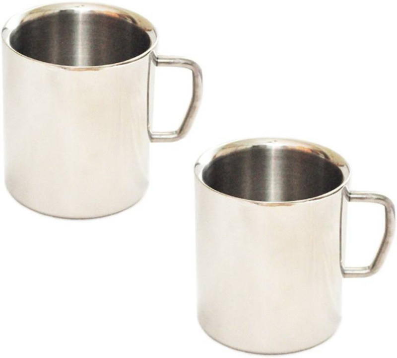 sawan shopping mart Stainless Steel Double Walled Coffees Set of 2 Stainless Steel Mug(300 ml, Pack of 2)