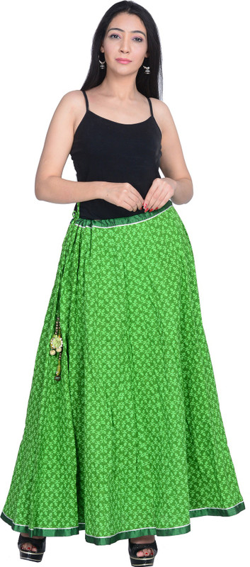 iinfinize Printed Women Flared Green Skirt