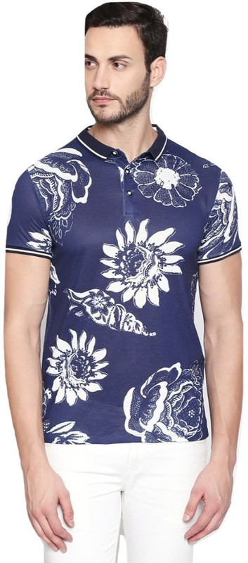 Rex straut Printed Men Polo Neck Blue T 