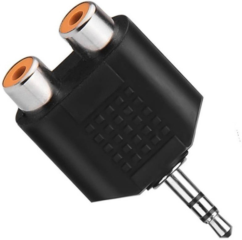 fangtooth  TV-out Cable 2 RCA Female to 3.5MM Stereo Male Jack Audio Connector M/F Y Splitter RCA Audio Adapter Connector 3.5mm Audio Cable.(Black, For TV)